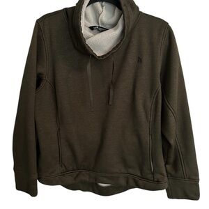 The North Face Dark Olive Green Pullover Cowl Neck Fleece